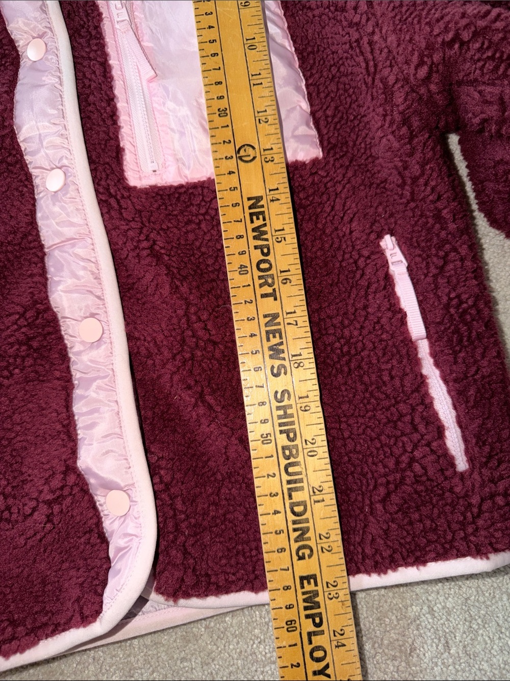 Fabletics Burgundy Sherpa Jacket in with Pink Trim size XS - Picture 9 of 9